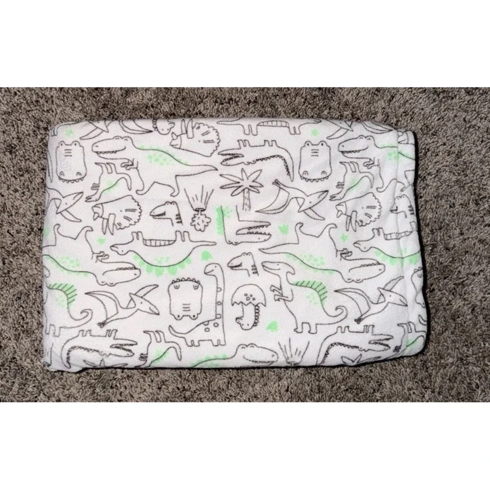 Carter's Cute A Saurus Dinosaur Baby Blanket Neon Green White Lovey 30